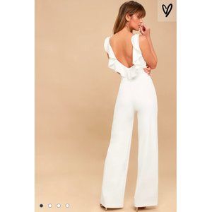 NWT Lulu's Enamored White Backless Jumpsuit